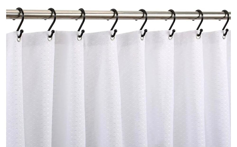 12pc Black Metal S-Hooks with Ball Ends — Shower Curtain & Hanging Storage
